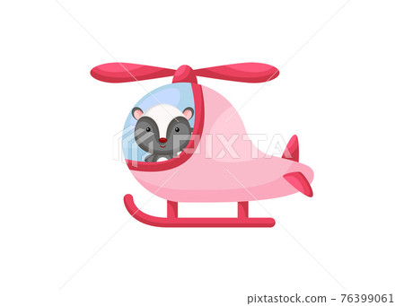 Cute little skunk pilot in pink helicopter.... - Stock Illustration  [76399061] - PIXTA