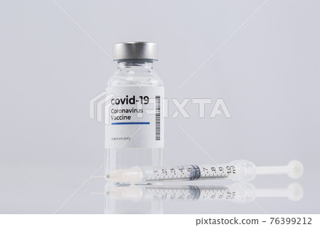 covid 19 vaccine, white background 76399212
