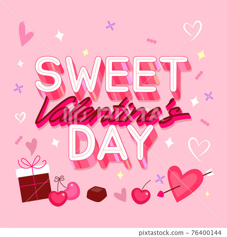 happy valentines day lettering - Stock Illustration [76400144] - PIXTA