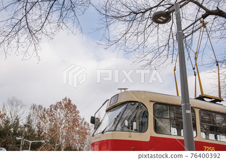 old train railway in Korea, analog concept old train railway in Korea, analog concept 76400392