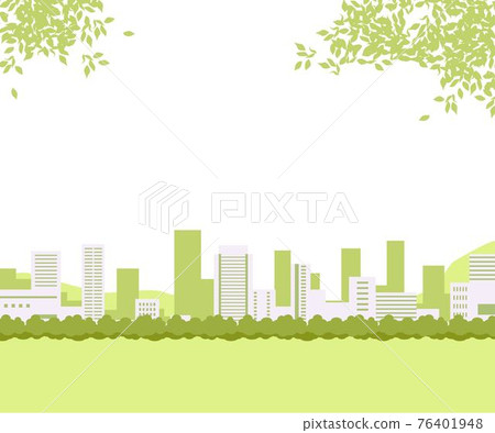 新鮮的綠色城市城市公園矢量背景圖 76401948