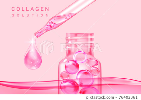化妝品溶液。  膠原蛋白精華美容美容護膚向量 76402361