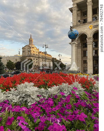 Flowers on Maiden Square, Kyiv 76402748