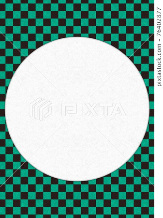 Japanese pattern circular frame with green and black checkered pattern Japanese pattern circular frame with green and black checkered pattern 76402877