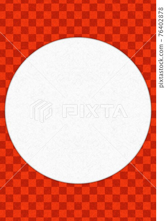 Japanese pattern circular frame with red checkered pattern 76402878