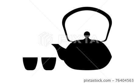 Teapot and two cups for the tea ceremony. Oriental tea traditions. 76404563