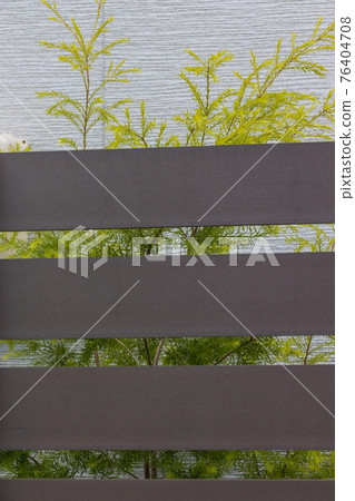 外牆和種植和木柵欄背景 76404708