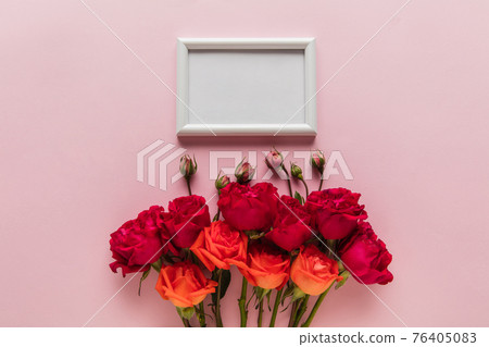 Greeting card to Mother's, Parent's day. Beautiful floral mock up with copyspace 76405083