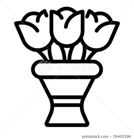 Flowers in vase icon, outline style - Stock Illustration [76405596] - PIXTA