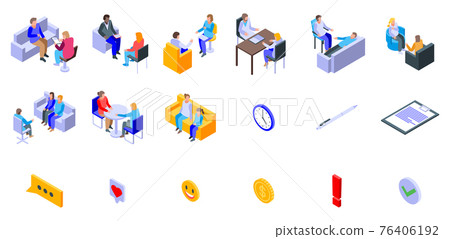 Psychologist icons set, isometric style Psychologist icons set, isometric style 76406192