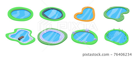 Lake icons set, isometric style 76406234