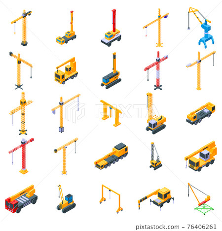 Crane icons set, isometric style 76406261