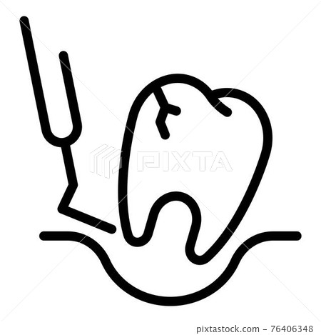 Extraction of a diseased tooth icon, outline style Extraction of a diseased tooth icon, outline style 76406348