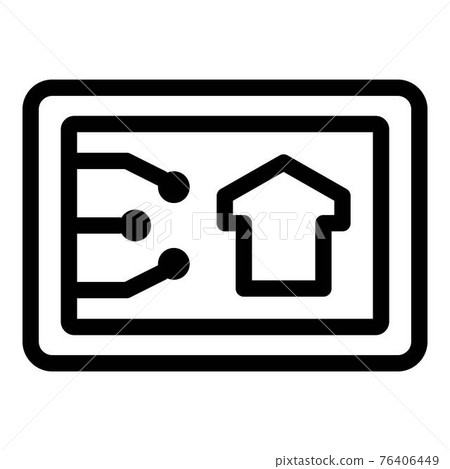 Smart home on tablet icon, outline style Smart home on tablet icon, outline style 76406449