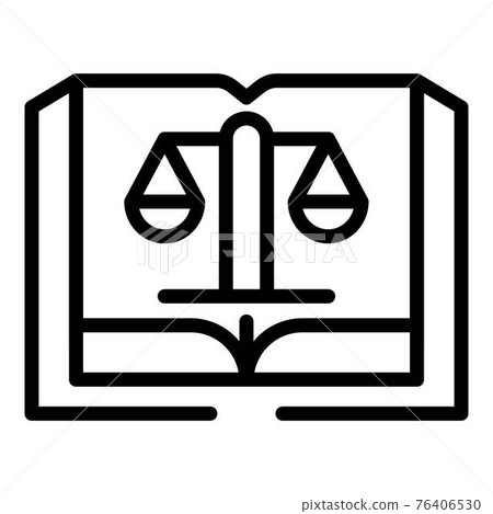 Open book and scales icon, outline style 76406530