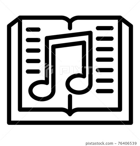 Book and musical note icon, outline style 76406539