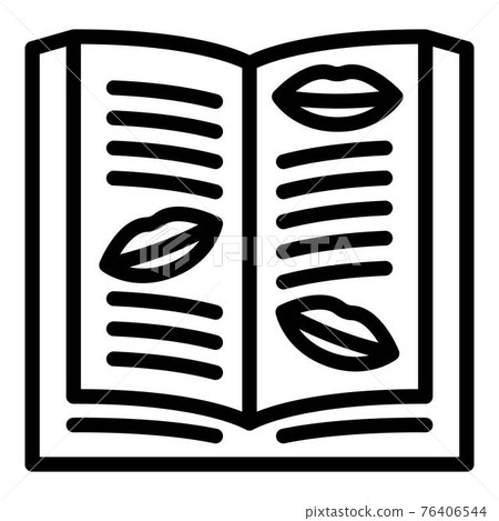 Book with lips icon, outline style 76406544