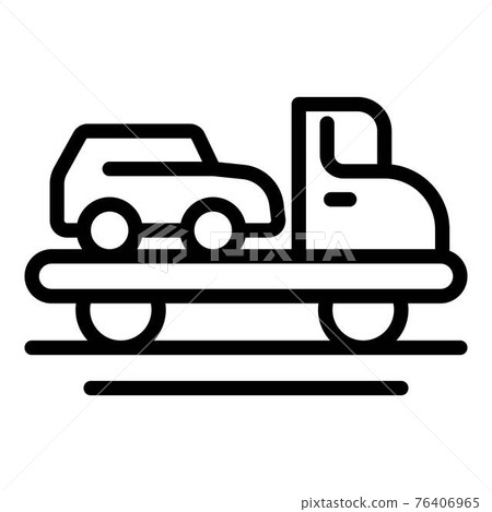 Broken car tow truck icon, outline style Broken car tow truck icon, outline style 76406965