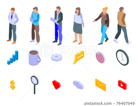 Marketer icons set, isometric style Marketer icons set, isometric style 76407049
