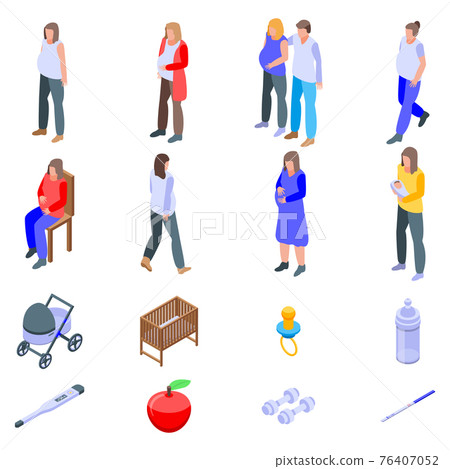 Pregnant icons set, isometric style 76407052