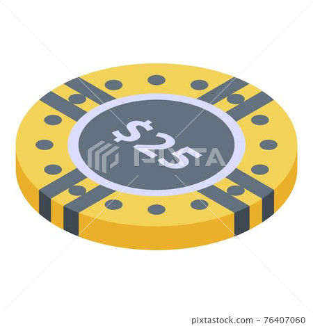 Plastic casino chip icon, isometric style Plastic casino chip icon, isometric style 76407060