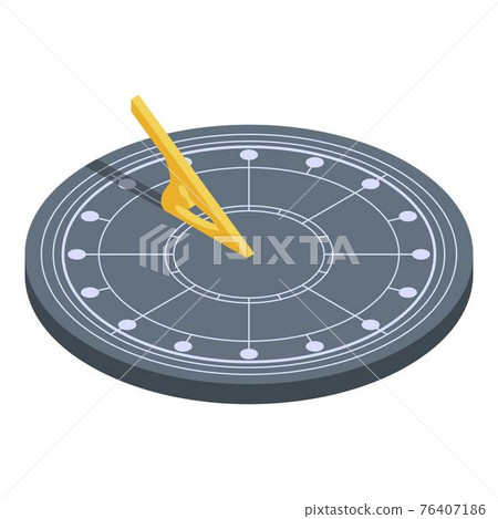 Black sundial icon, isometric style Black sundial icon, isometric style 76407186