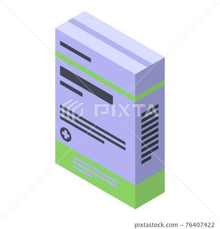 Disease flu pill box icon, isometric style 76407422