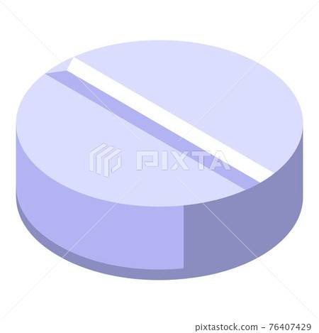 Flu round pill icon, isometric style Flu round pill icon, isometric style 76407429