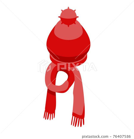 Red textile hat icon, isometric style 76407586