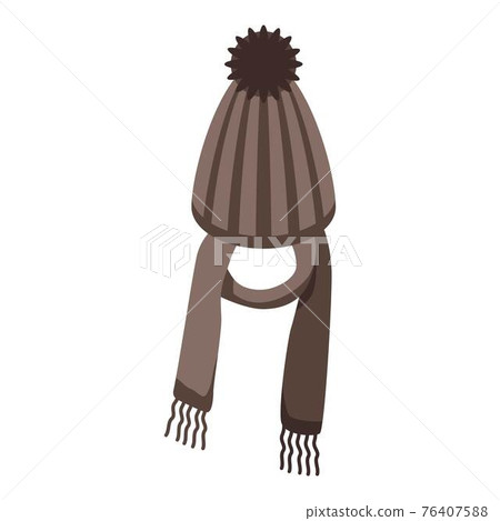 Brown winter hat icon, isometric style Brown winter hat icon, isometric style 76407588