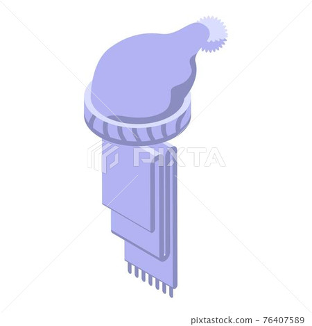 Grey textile wool headwear icon, isometric style Grey textile wool headwear icon, isometric style 76407589