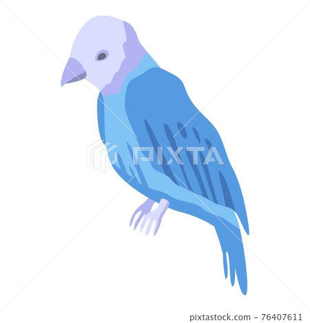White blue parrot icon, isometric style 76407611