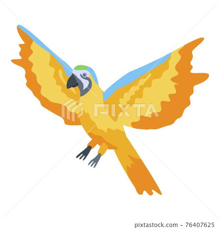 Flying gold parrot icon, isometric style 76407625