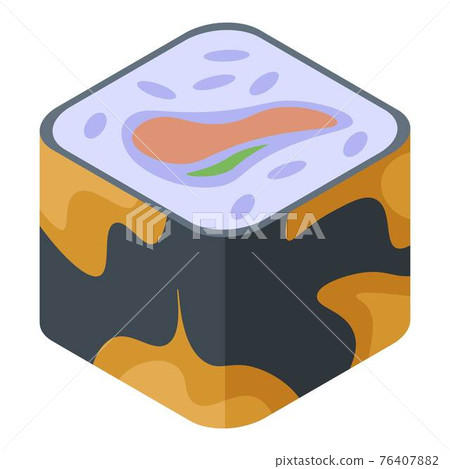 Mix sushi roll icon, isometric style Mix sushi roll icon, isometric style 76407882