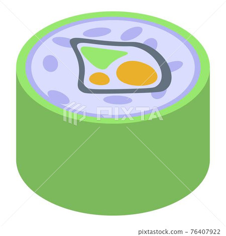 Green sushi roll icon, isometric style Green sushi roll icon, isometric style 76407922