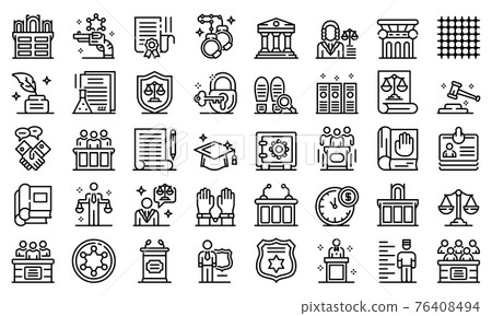 Prosecutor icons set, outline style 76408494
