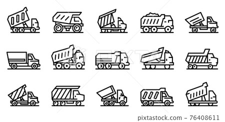 Tipper icons set, outline style Tipper icons set, outline style 76408611