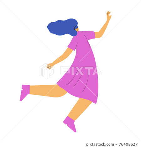 Woman with vr glasses. Vector virtual reality set 76408627