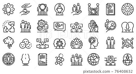 Sociology icons set, outline style Sociology icons set, outline style 76408632