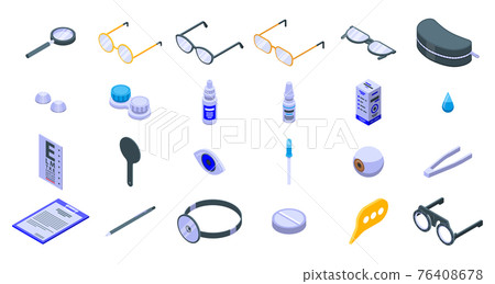 Optician icons set, isometric style 76408678