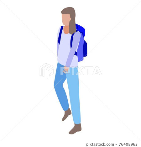 Girl backpack icon, isometric style Girl backpack icon, isometric style 76408962