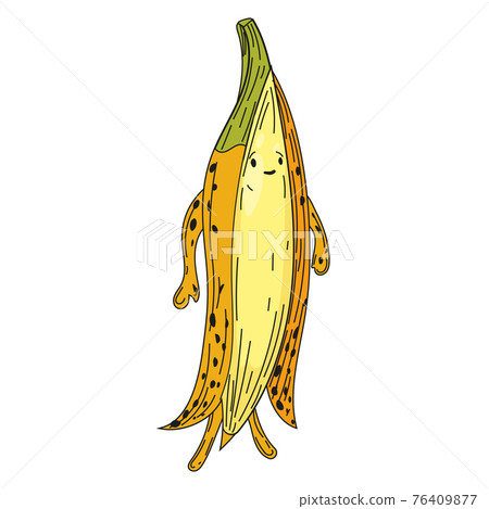 Banana hand dawn sketch fruit cute character cartoon. Vector illustration Banana hand dawn sketch fruit cute character cartoon. Vector illustration 76409877