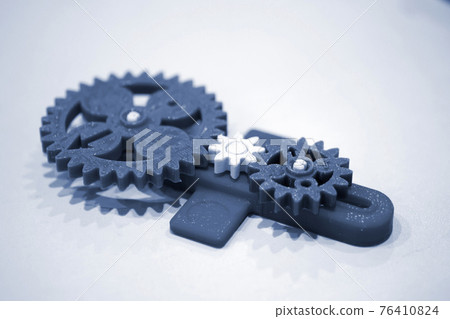 Abstract object printed by 3d printer on white background. Abstract object printed by 3d printer on white background. 76410824