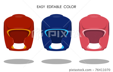 protective boxing helmet. Protective equipment of taekwondo, karate fighter. Cartoon vector protective boxing helmet. Protective equipment of taekwondo, karate fighter. Cartoon vector 76411070