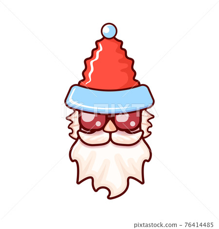 Santa Claus head with Santa red hat and hipster sunglasses isolated on white Christmas background. Santa label or sticker design Santa Claus head with Santa red hat and hipster sunglasses isolated on white Christmas background. Santa label or sticker design 76414485