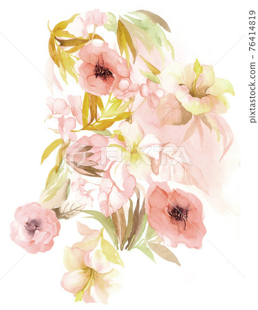 色彩豐富的花卉素材組合和設計元素 色彩豐富的花卉素材組合和設計元素 76414819