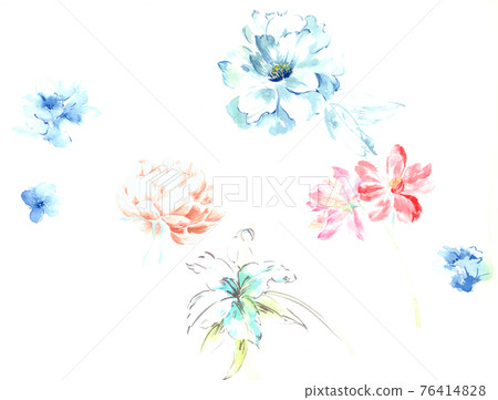 色彩豐富的花卉素材組合和設計元素 色彩豐富的花卉素材組合和設計元素 76414828