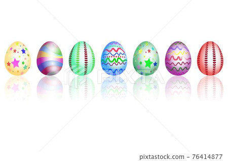 Set of easter eggs with variety of texture and realistic reflected shadow. Happy easter holiday nice eggs isolated on white background. Set of easter eggs with variety of texture and realistic reflected shadow. Happy easter holiday nice eggs isolated on white background. 76414877