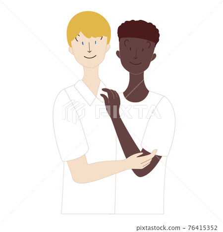 Western men, black men, hugging 76415352