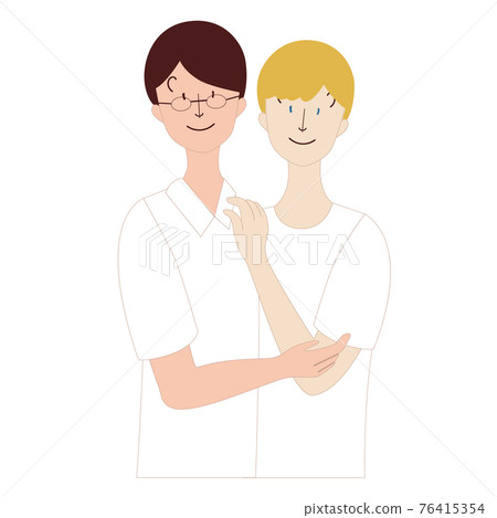Japanese men, Western men, hugging Japanese men, Western men, hugging 76415354